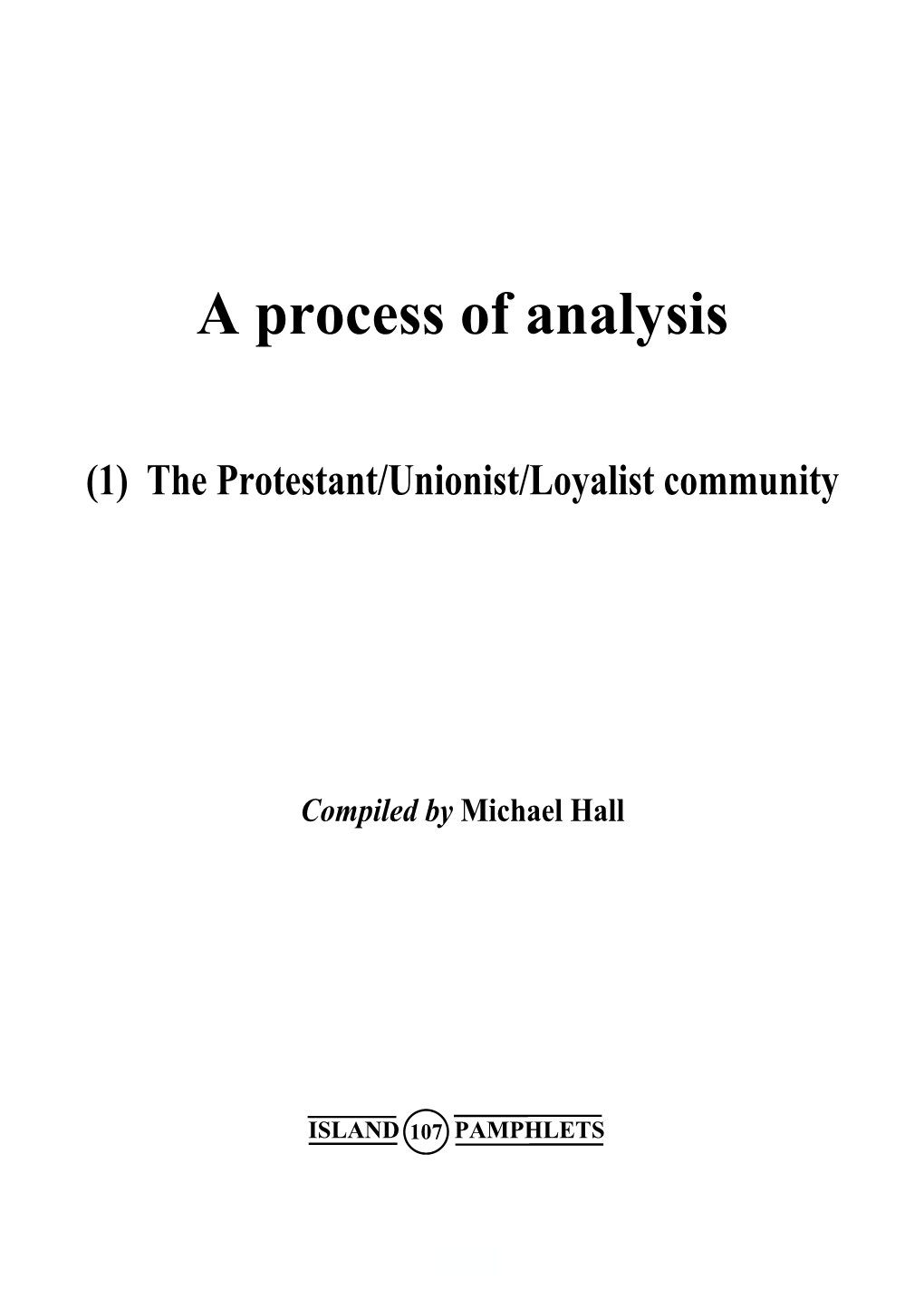 A Process of Analysis