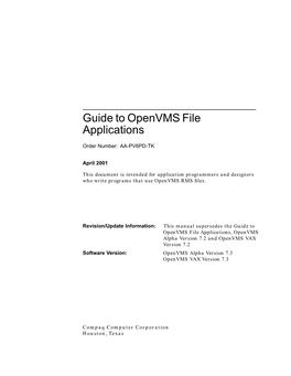 Guide to Openvms File Applications