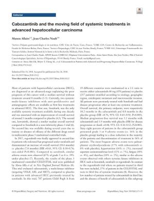 Cabozantinib and the Moving Field of Systemic Treatments in Advanced Hepatocellular Carcinoma