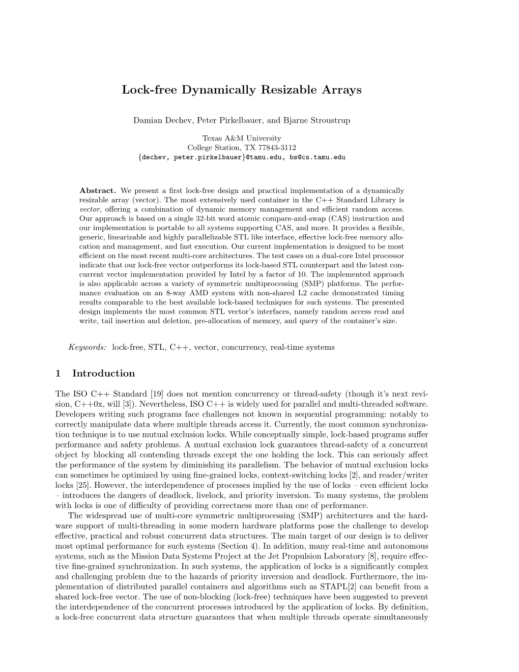 Lock-Free Dynamically Resizable Arrays