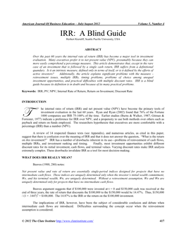 IRR: a Blind Guide