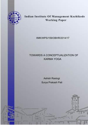 Towards a Conceptualization of Karma Yoga