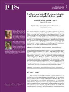 Synthesis and MALDI-Tof Characterization of Dendronized