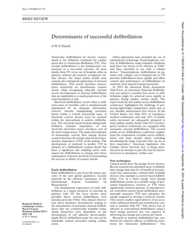 Determinants of Successful Defibrillation
