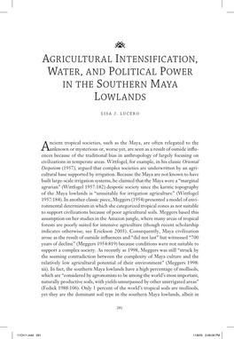 2006 “Agricultural Intensification, Water, and Political Power in The