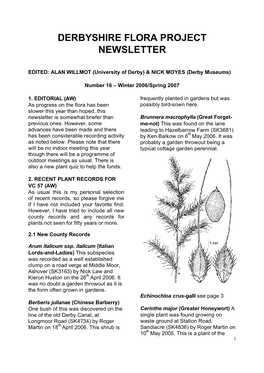 Derbyshire Flora Project Newsletter