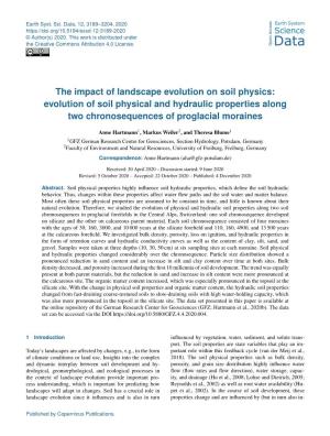 The Impact of Landscape Evolution on Soil Physics: Evolution of Soil Physical and Hydraulic Properties Along Two Chronosequences of Proglacial Moraines