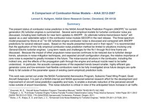 A Comparison of Combustor-Noise Models – AIAA 2012-2087