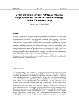 Origin and Relationships of Astragalus Vesicarius Subsp. Pastellianus (Fabaceae) from the Vinschgau Valley (Val Venosta, Italy)