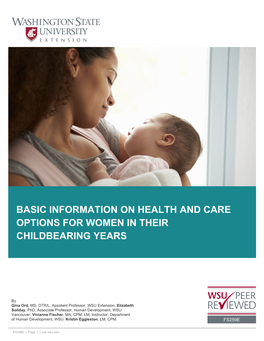 Basic Information on Health and Care Options for Women in Their Childbearing Years