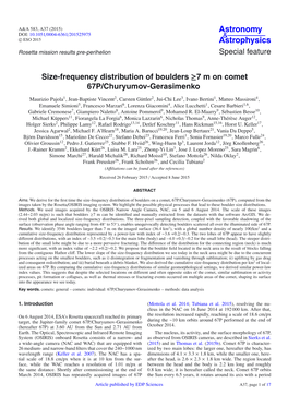 Size-Frequency Distribution of Boulders ≥7 M on Comet 67P/Churyumov