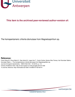 The Homopentameric Chlorite Dismutase from Magnetospirillum Sp