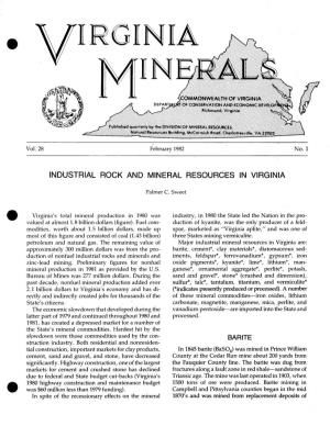 Industrial Rock and Mineral Resources in Virginia