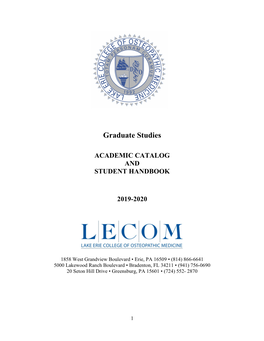 Lecom Erie: College of O Steopathic M Edicine a Dministration, Faculty and Staff