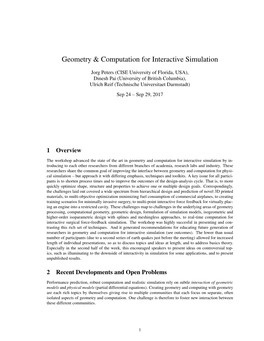 Geometry & Computation for Interactive Simulation