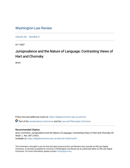 Jurisprudence and the Nature of Language: Contrasting Views of Hart and Chomsky Anon