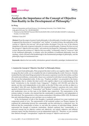 Analysis the Importance of the Concept of Objective Non-Reality in the Development of Philosophy †