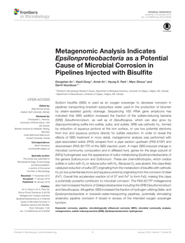 Metagenomic Analysis Indicates Epsilonproteobacteria As a Potential Cause of Microbial Corrosion in Pipelines Injected with Bisulﬁte