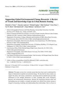 Supporting Global Environmental Change Research: a Review of Trends and Knowledge Gaps in Urban Remote Sensing