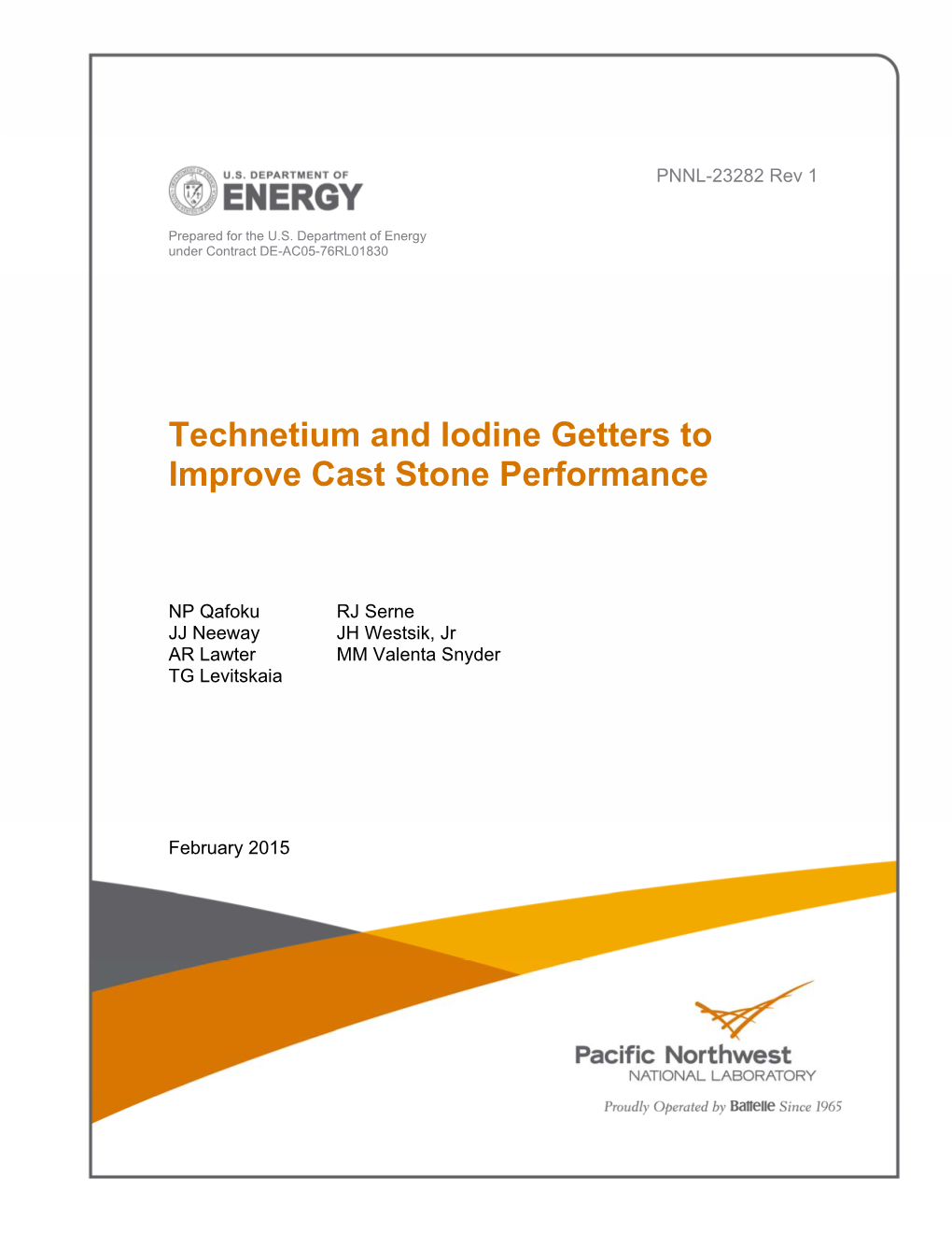Technetium and Iodine Getters to Improve Cast Stone Performance