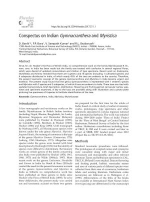 Conspectus on Indian Gymnacranthera and Myristica