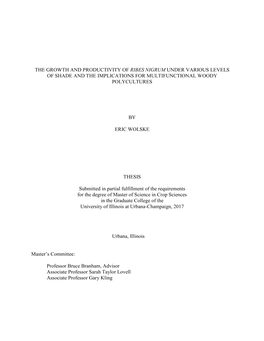 The Growth and Productivity of Ribes Nigrum Under Various Levels of Shade and the Implications for Multifunctional Woody Polycultures