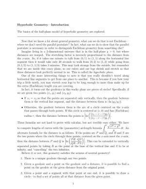 Hyperbolic Geometry—Introduction the Basics of the Half-Plane Model