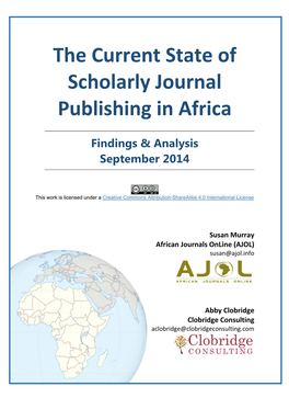 The Current State of Scholarly Journal Publishing in Africa