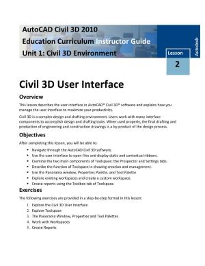 Civil 3D User Interface