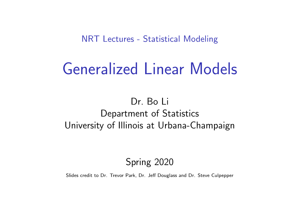 NRT Lectures - Statistical Modeling