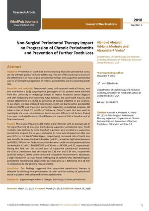 Non-Surgical Periodontal Therapy Impact on Progression of Chronic