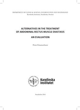 Alternatives in the Treatment of Abdominal Rectus Muscle Diastasis