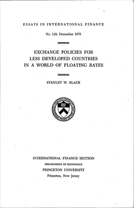 Exchange Policies for Less Developed Countries in a World of Floating Rates