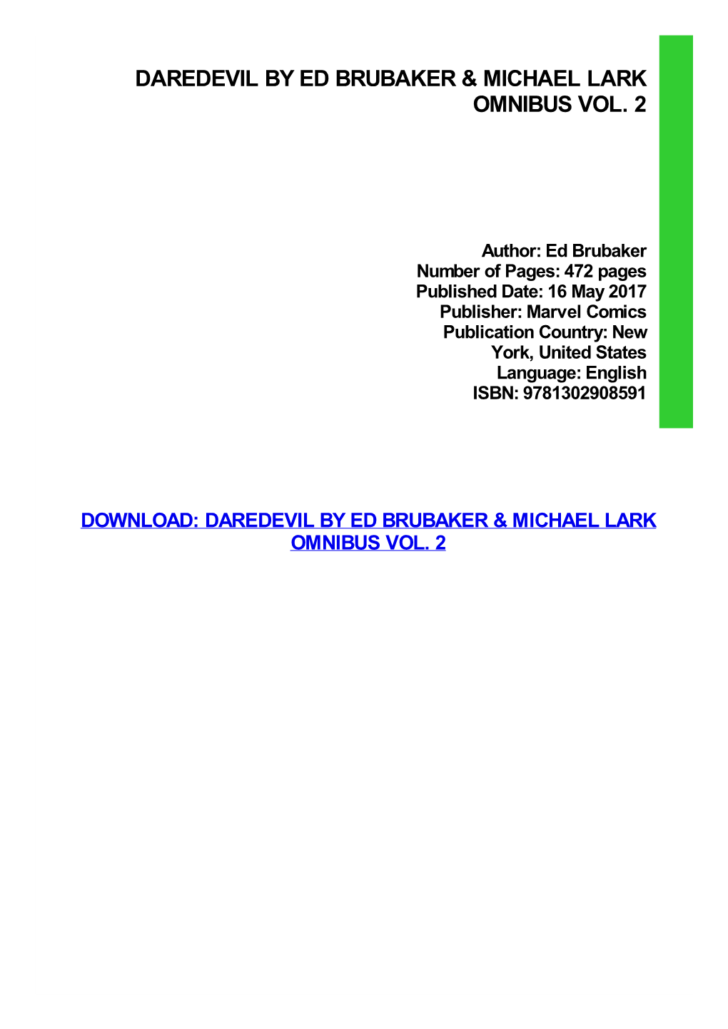 {PDF} Daredevil by Ed Brubaker & Michael Lark Omnibus Vol. 2