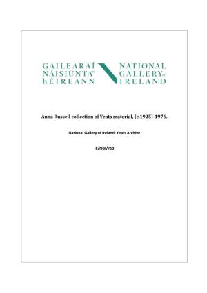 Anna Russell Collection of Yeats Material, [C.1925]-1976
