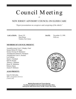 Council Meeting of NEW JERSEY ADVISORY COUNCIL on ELDER CARE