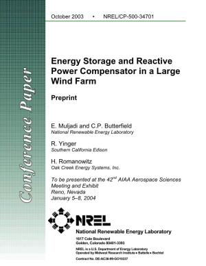 Energy Storage and Reactive Power Compensator in a Large Wind Farm