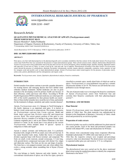 Qualitative Phytochemical Analysis of Ajwain