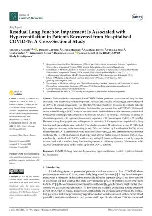 Residual Lung Function Impairment Is Associated with Hyperventilation in Patients Recovered from Hospitalised COVID-19: a Cross-Sectional Study