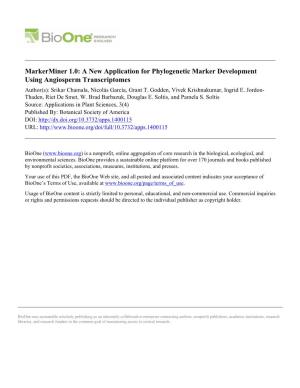 A New Application for Phylogenetic Marker Development Using Angiosperm Transcriptomes Author(S): Srikar Chamala, Nicolás García, Grant T