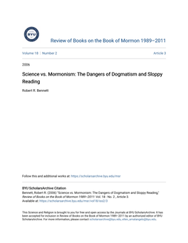 Science Vs. Mormonism: the Dangers of Dogmatism and Sloppy Reading