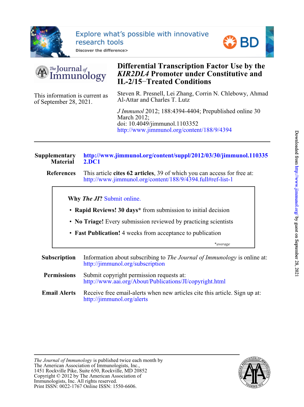 IL-2/15 Promoter Under Constitutive and KIR2DL4 Differential