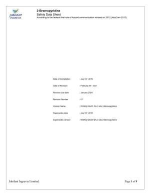 2-Bromopyridine Safety Data Sheet Jubilant Ingrevia Limited