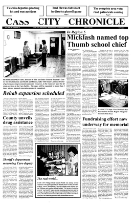 Micklash Named Top Thumb School Chief by Tom Montgomery Editor ITK,” Bednorek Said