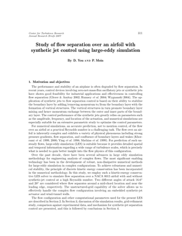 Study of Flow Separation Over an Airfoil with Synthetic Jet Control Using