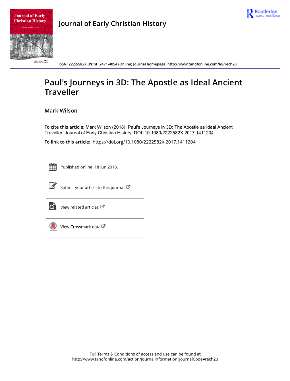 Paul's Journeys in 3D: the Apostle As Ideal Ancient Traveller