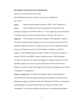 Investment Company Act Notice: AXA Equitable Life Insurance Company, Et