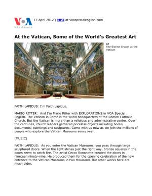 At the Vatican, Some of the World's Greatest Art