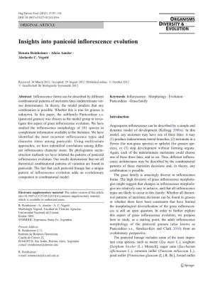 Insights Into Panicoid Inflorescence Evolution