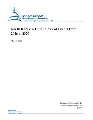 North Korea: a Chronology of Events from 2016 to 2020